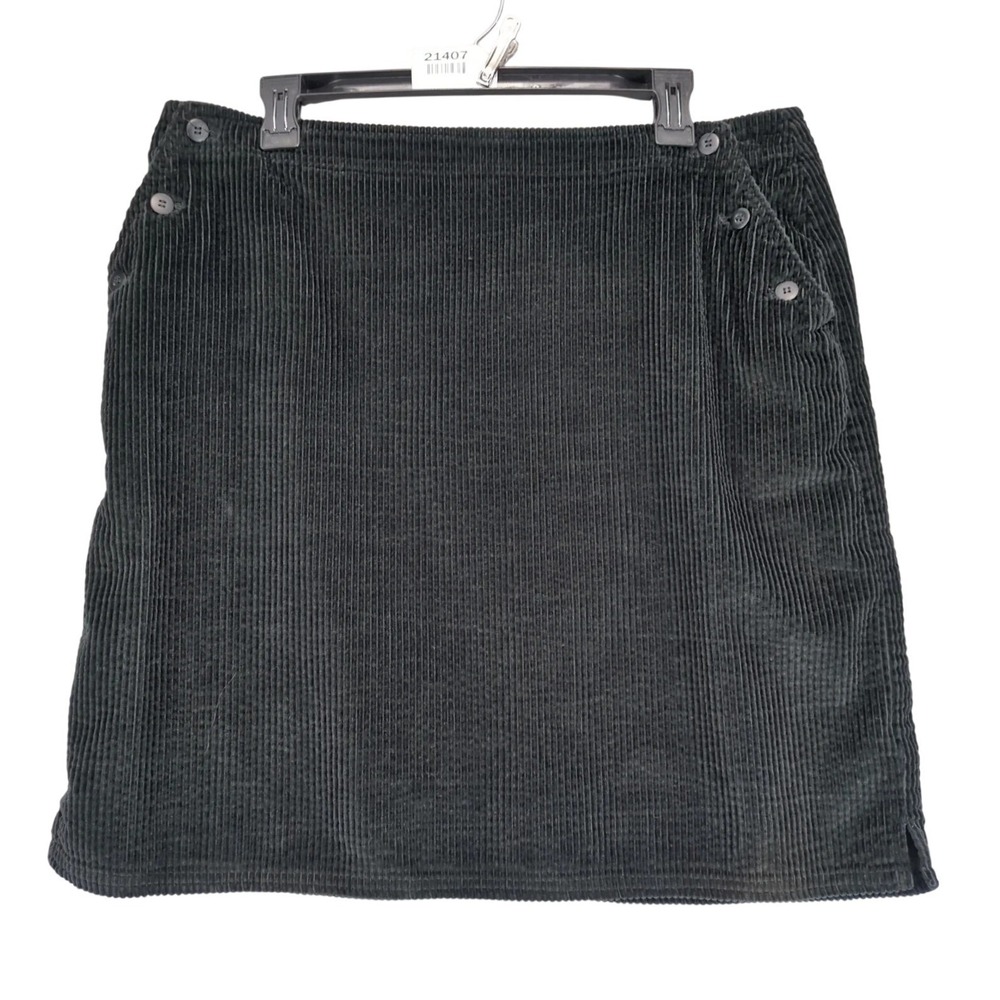 Bagatelle Black Corduroy Mini Skirt Sz 14 Y2K Side Buttons & Pockets Grunge Edgy
